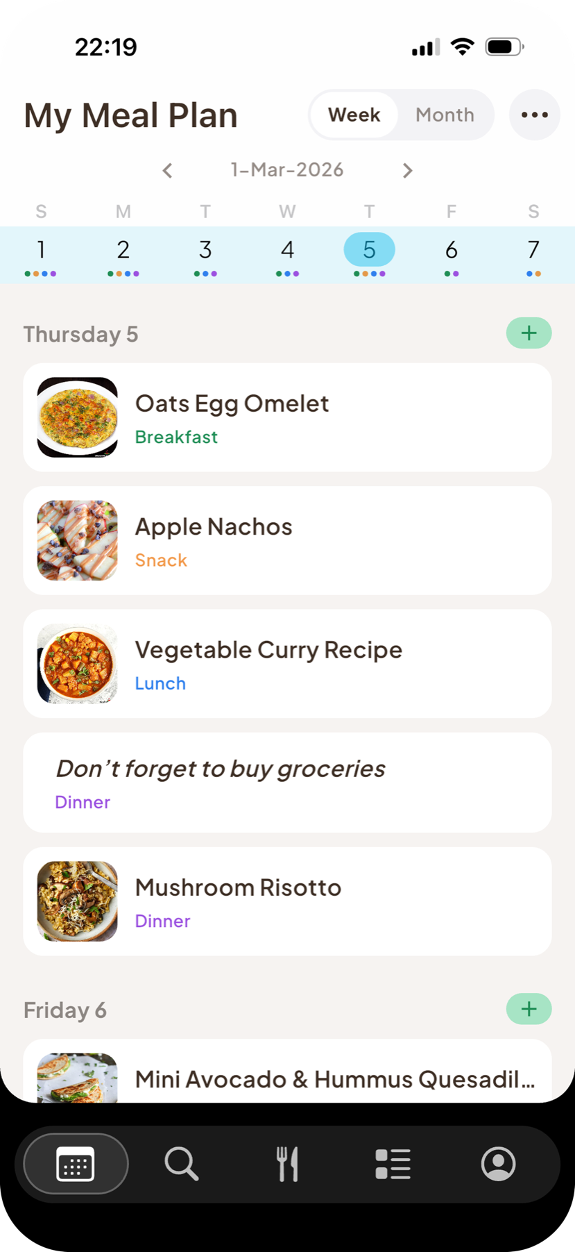 Ellē weekly meal planner